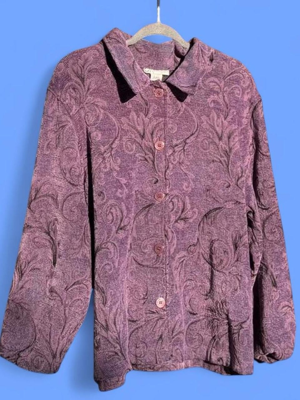 Purple Textured Button-Up Jacket - Picture 3 of 8